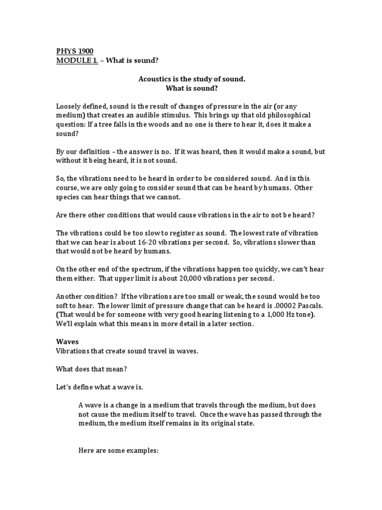 MODULE 1 1 What Is Sound PDF Sound Waves