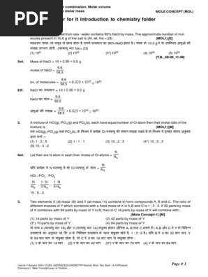 Mole Concept Mole Unit Gases