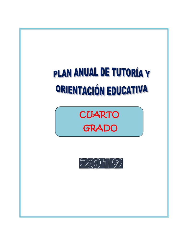 Plan Tutorial 4° Grado Secundaria | PDF | Salón de clases | Evaluación