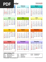 2019 Calendar Portrait Year at a Glance in Color