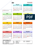 2019 Calendar Portrait Year at A Glance in Color
