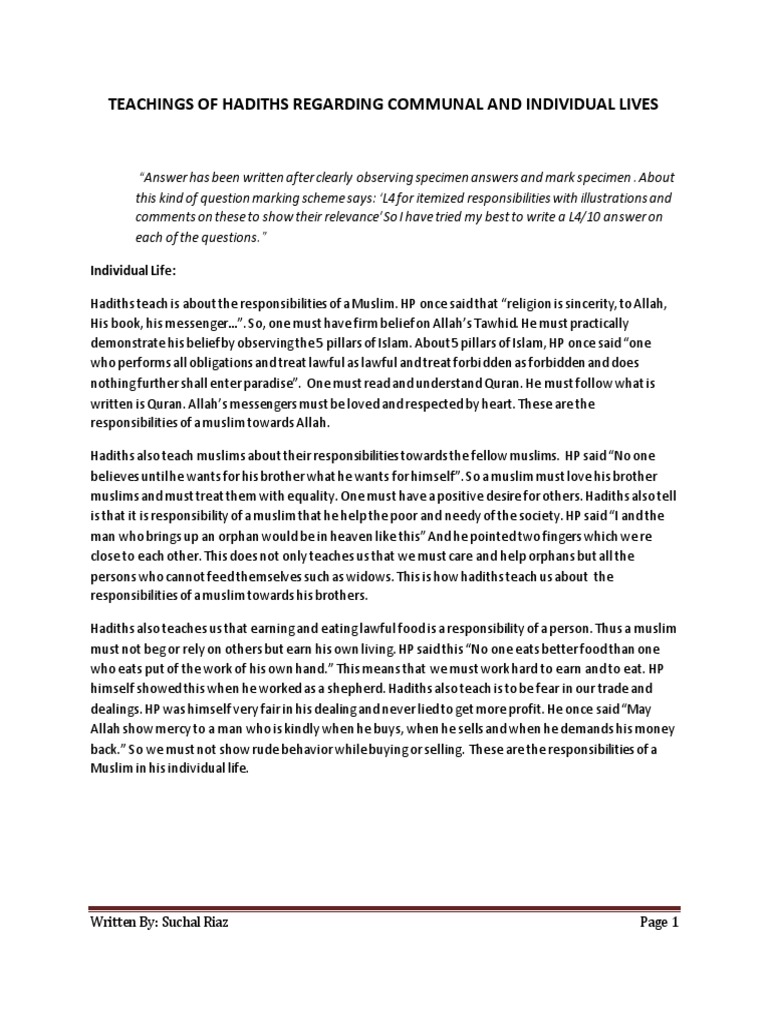 Hadiths on Communal and Individual Duties | PDF | God In Islam | Hadith