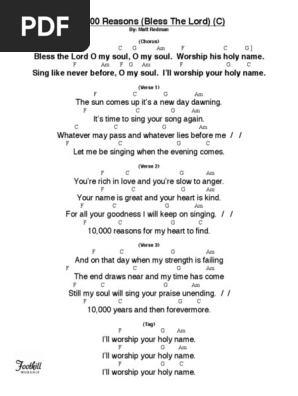 10 000 Reasons Lyrics Chords C Pdf Musical Compositions Vocal Music