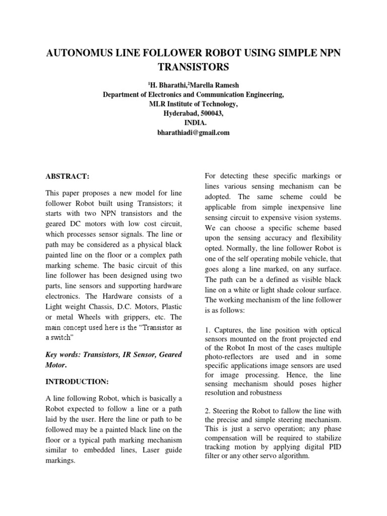 Line Following Robot with NPN Transistors | PDF | Transistor | Infrared