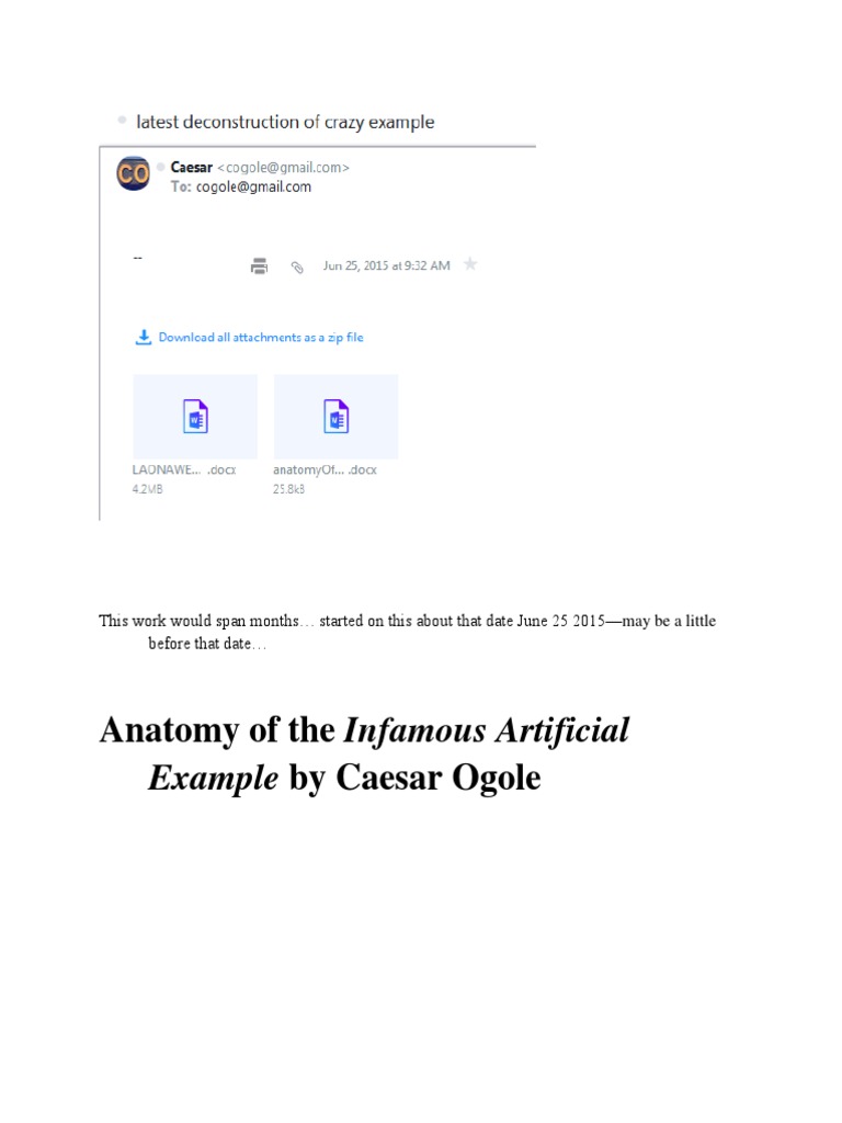 Anatomy of The Infamous Artificial: Example by Caesar Ogole | PDF