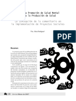 Promoción de Salud Mental hacia la Producción de Salud Comunitaria