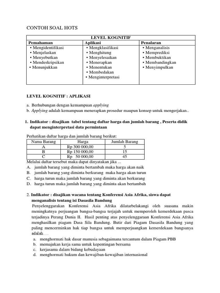 Contoh Soal Hots K13 Docx