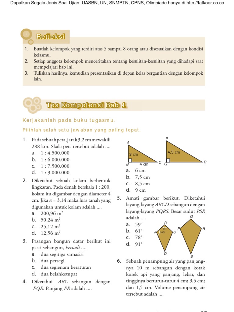 25 Soal Matematika Kesebangunan Kelas 9 Dan Jawabannya