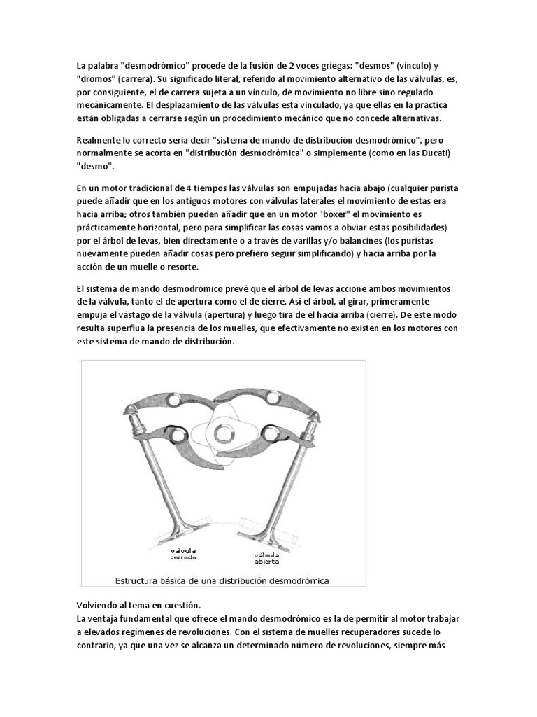 Mando Desmodromico | PDF | Motor de combustión interna | Máquinas rotativas