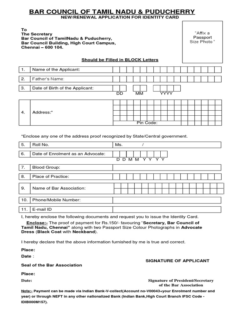 Id Card Renewal Form