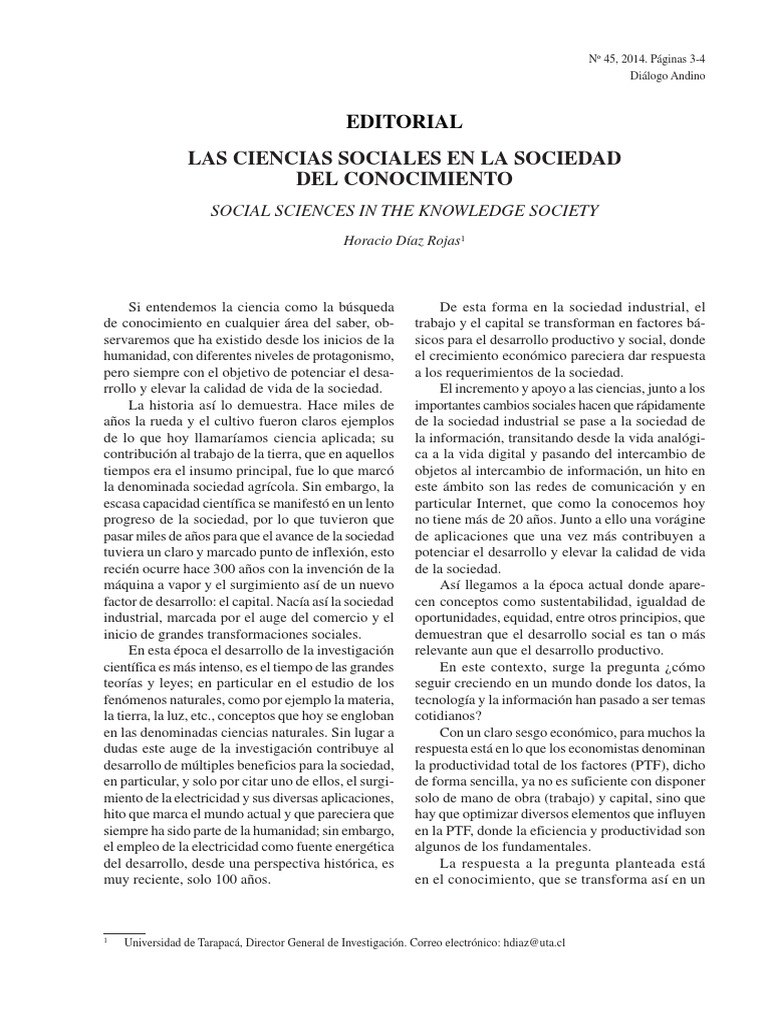 Las Ciencias Sociales en La Sociedad Del Conocimiento | PDF | Science ...