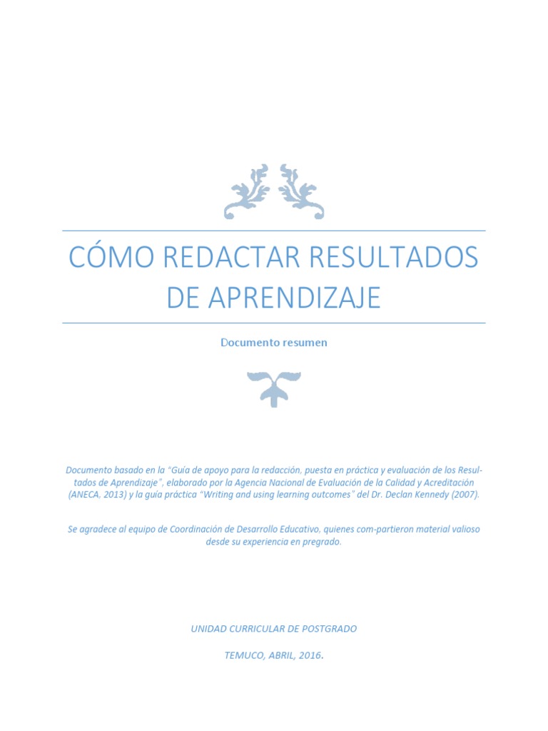 Guía de Resultados de Aprendizaje | PDF | Aprendizaje | Maestros