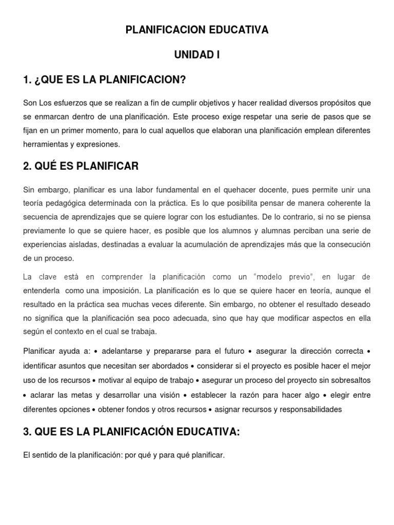 Planificacion Educativa | PDF | Planificación | Aprendizaje