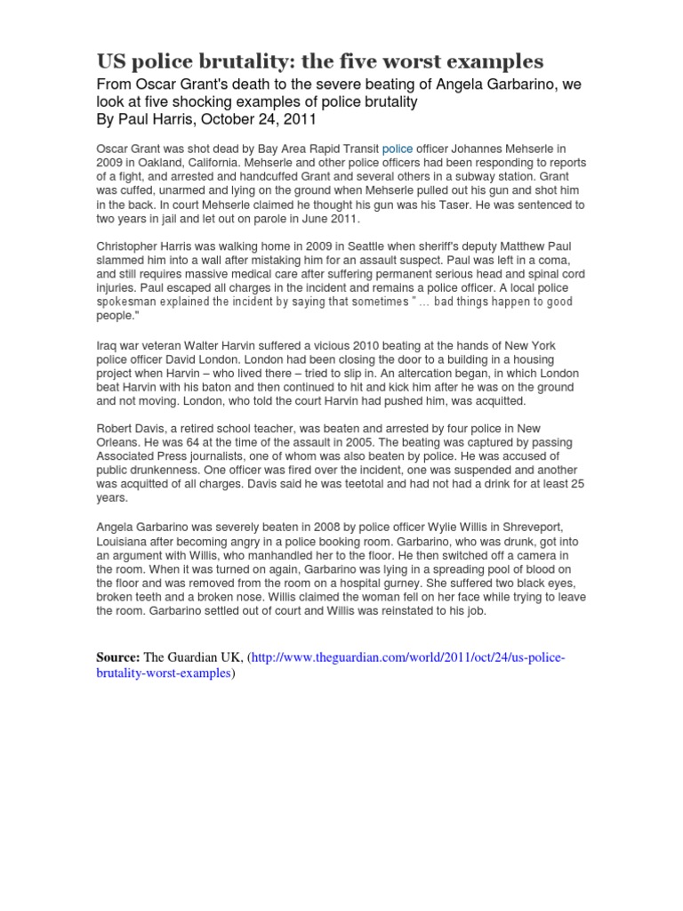 Resources On Police Brutality | PDF | Settlement (Litigation ...