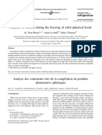 Analysis of Stresses During The Freezing of Solid Spherical Foods