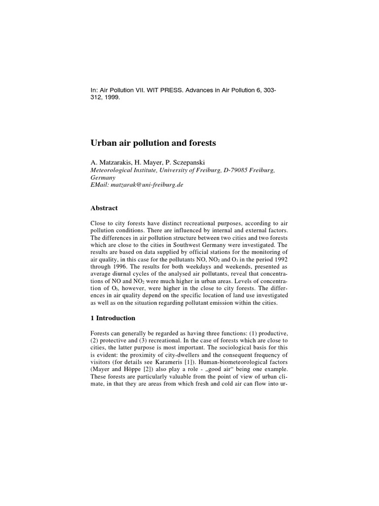 Air Quality in Urban vs. Forest Areas | PDF | Nitrogen Dioxide | Air ...