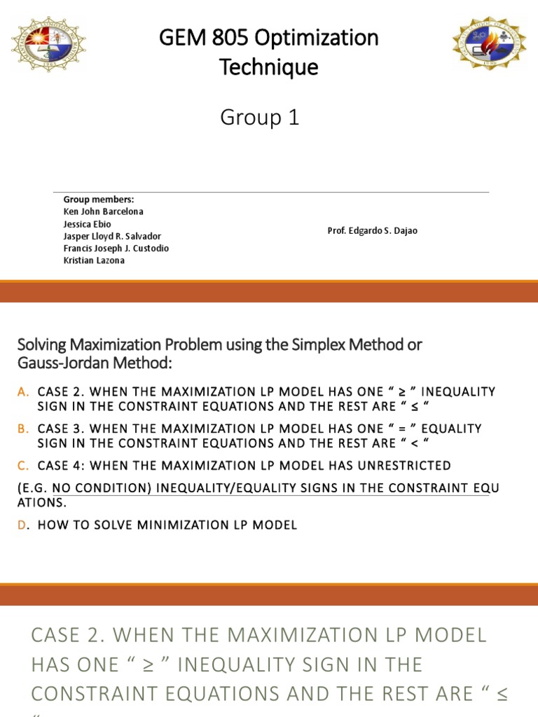 Optimization Technique Group 1 | PDF | Mathematical Optimization ...