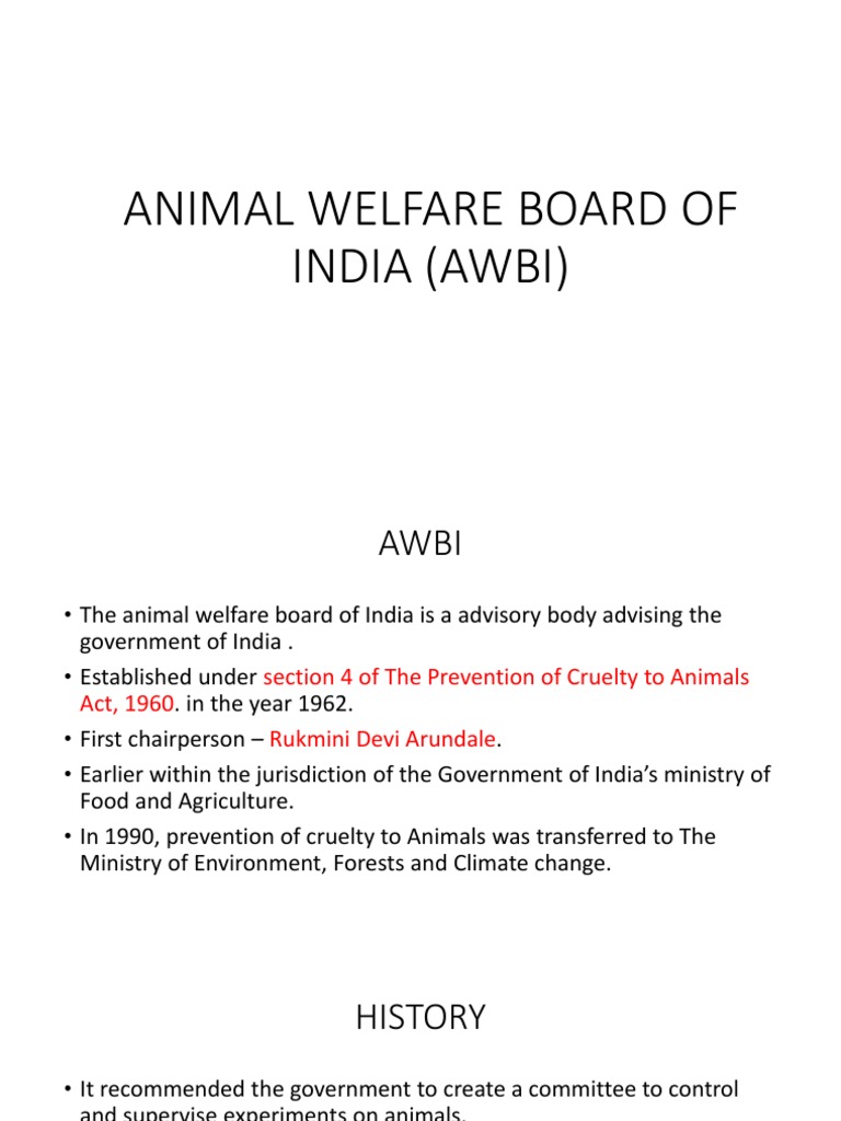 Animal Welfare Board of India (Awbi) | PDF | Government Of India ...