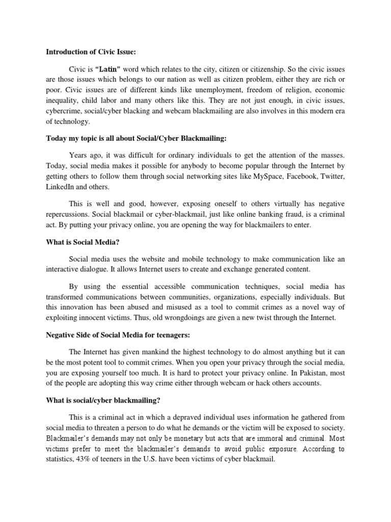 Introduction of Civic Issue | PDF | Social Media | Popular Culture