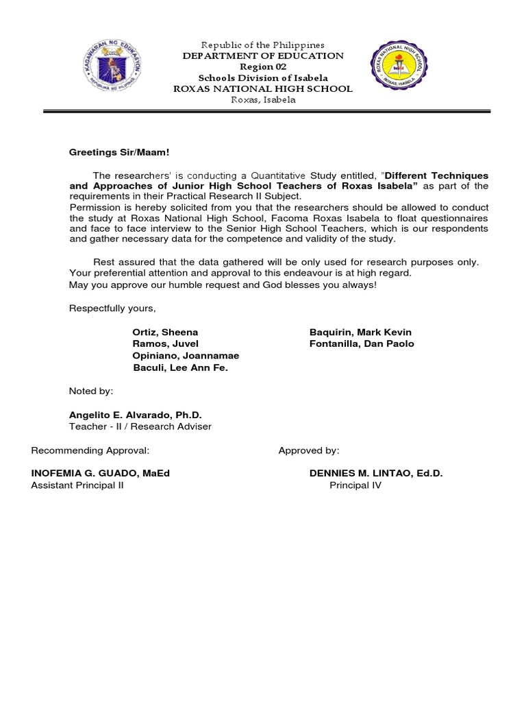 Letter For Research PERMIT | PDF | Inquiry | Research Methods