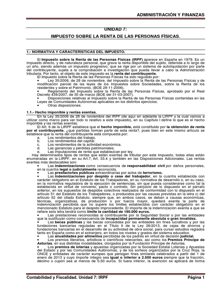 Tema7 Irpf | PDF | Impuesto sobre la renta | Impuestos