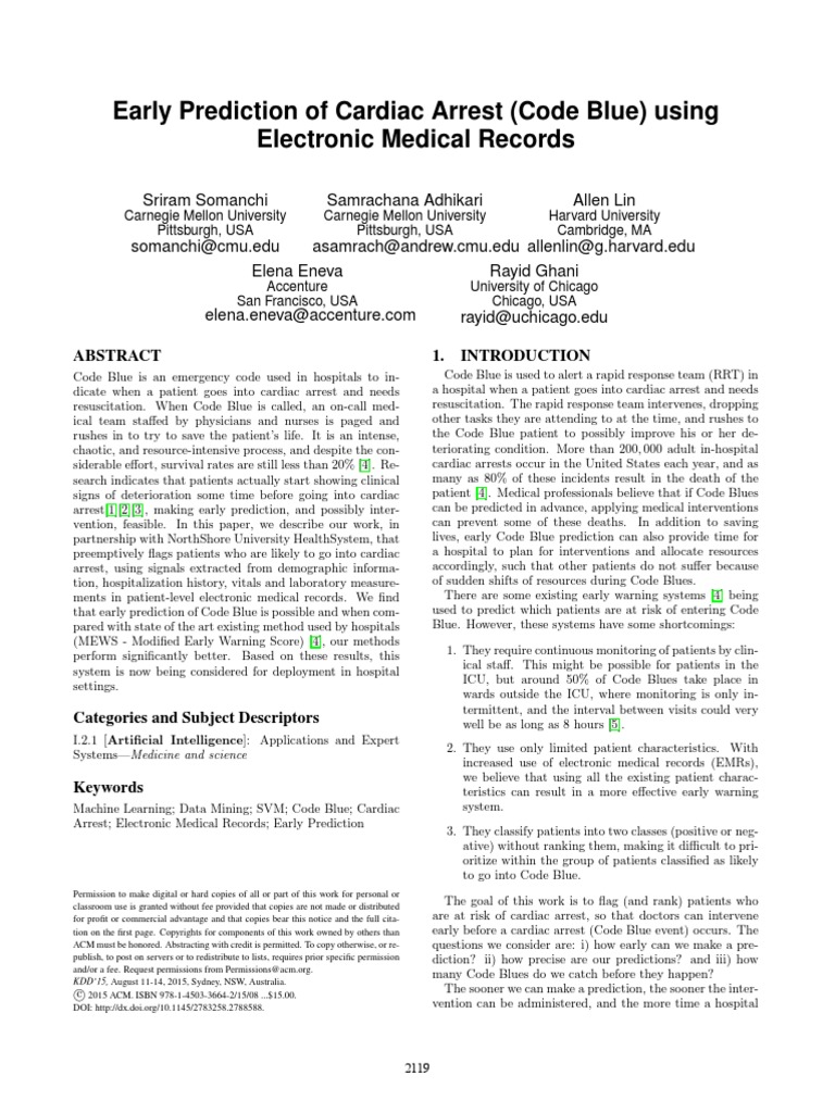 Code Blue Early Predictor - Somanchi | PDF | Receiver Operating ...