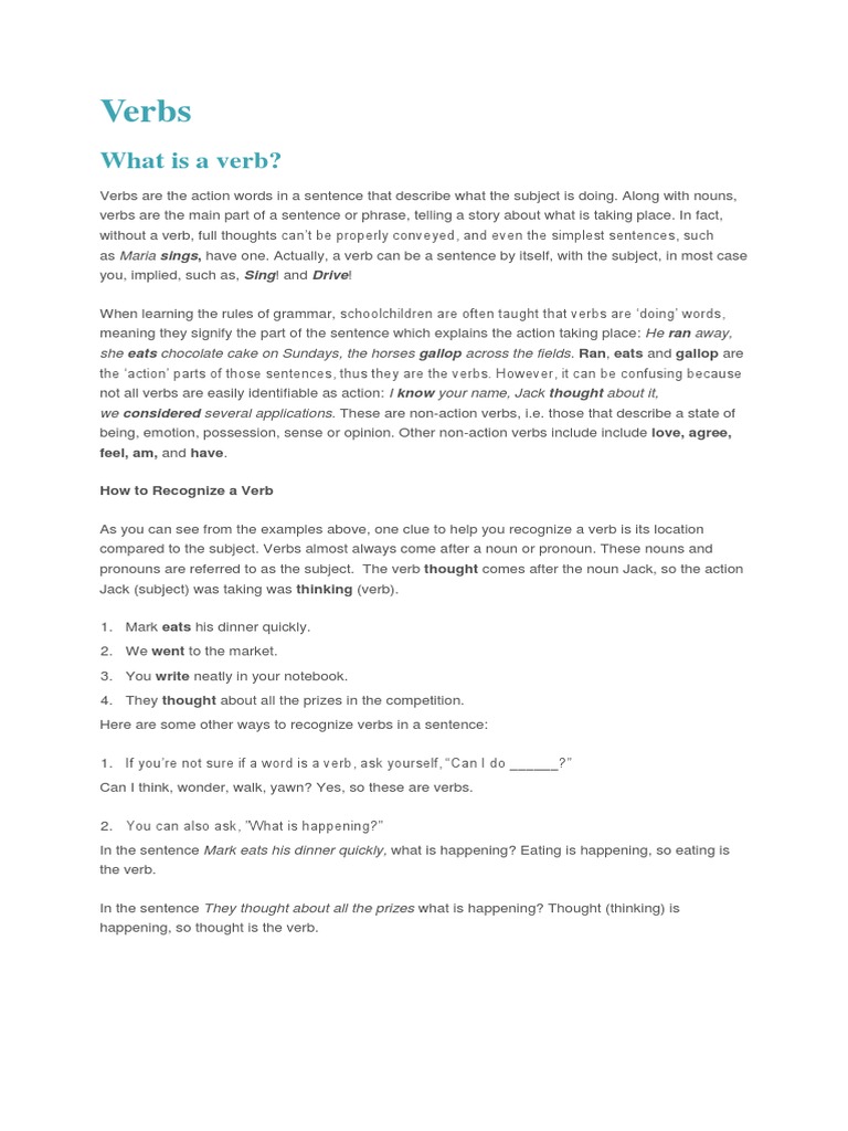 Verbs | PDF | Language Arts & Discipline