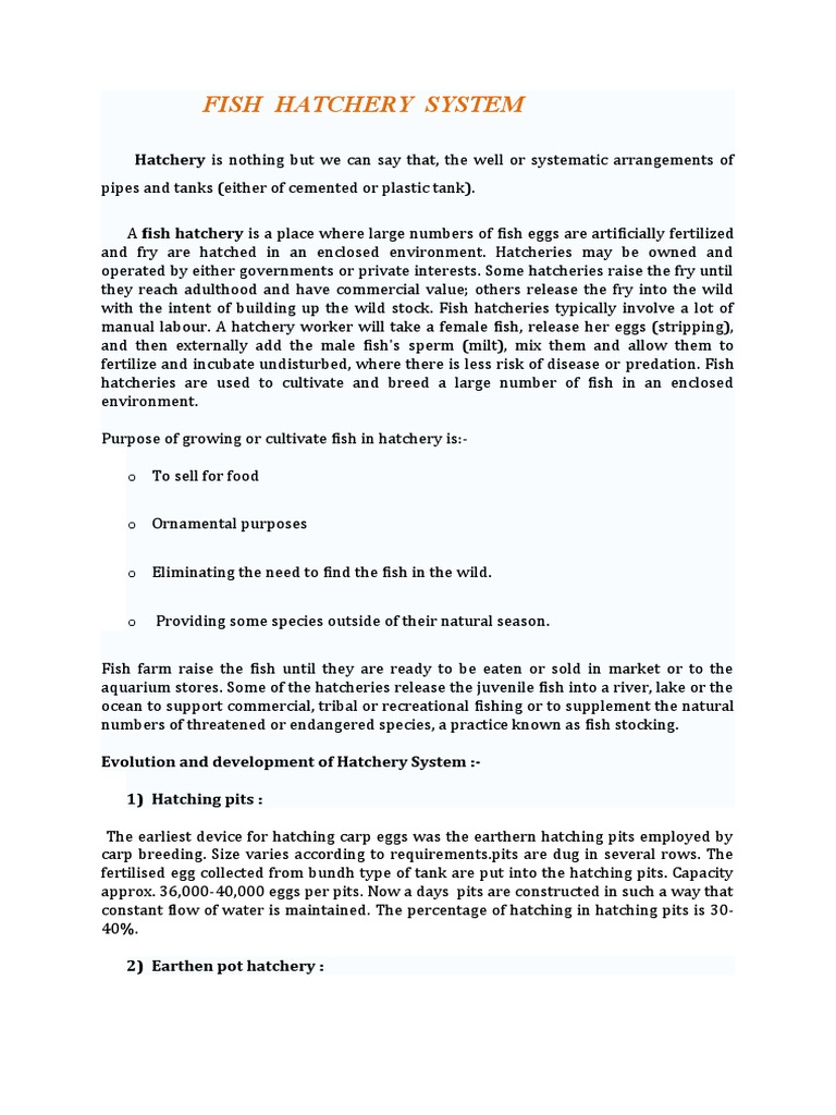 Overview of Fish Hatchery Systems | PDF | Fish | Spawn (Biology)