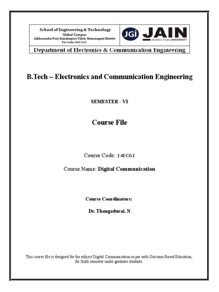 Digital Communication Course File - B.Tech | PDF | Computers ...