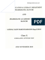 QP Answer Key Jharkhand NTSE STG 2018-19 SAT PDF