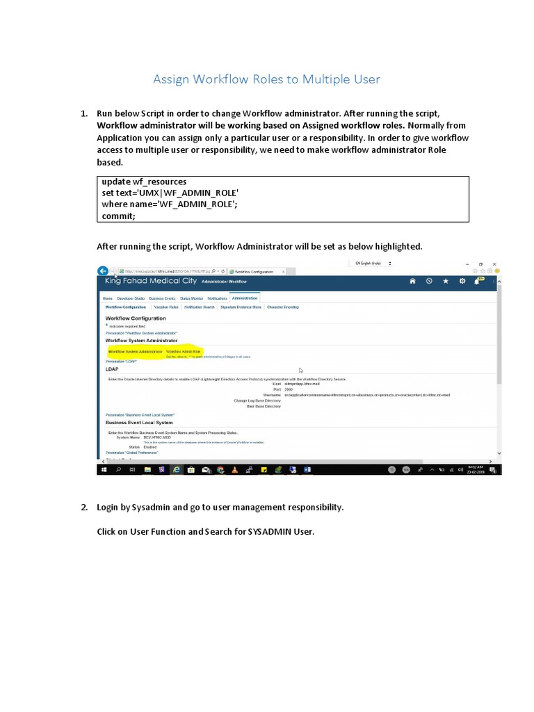 Assigning Workflow Roles in Oracle EBS | PDF | System Administrator ...