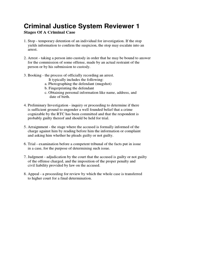 Stages of a Criminal Case Explained | PDF | Crime & Violence | Crime ...