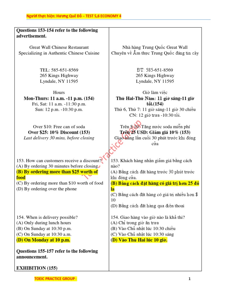 ECO 4 PART 7 TEST 5, 6, 7 (giải) PDF | PDF