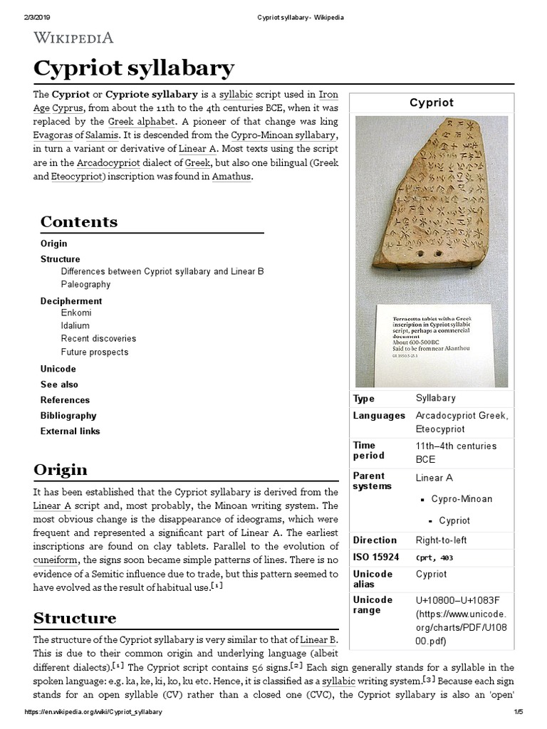 Cypriot Syllabary Wikipedia Pdf Writing Notation