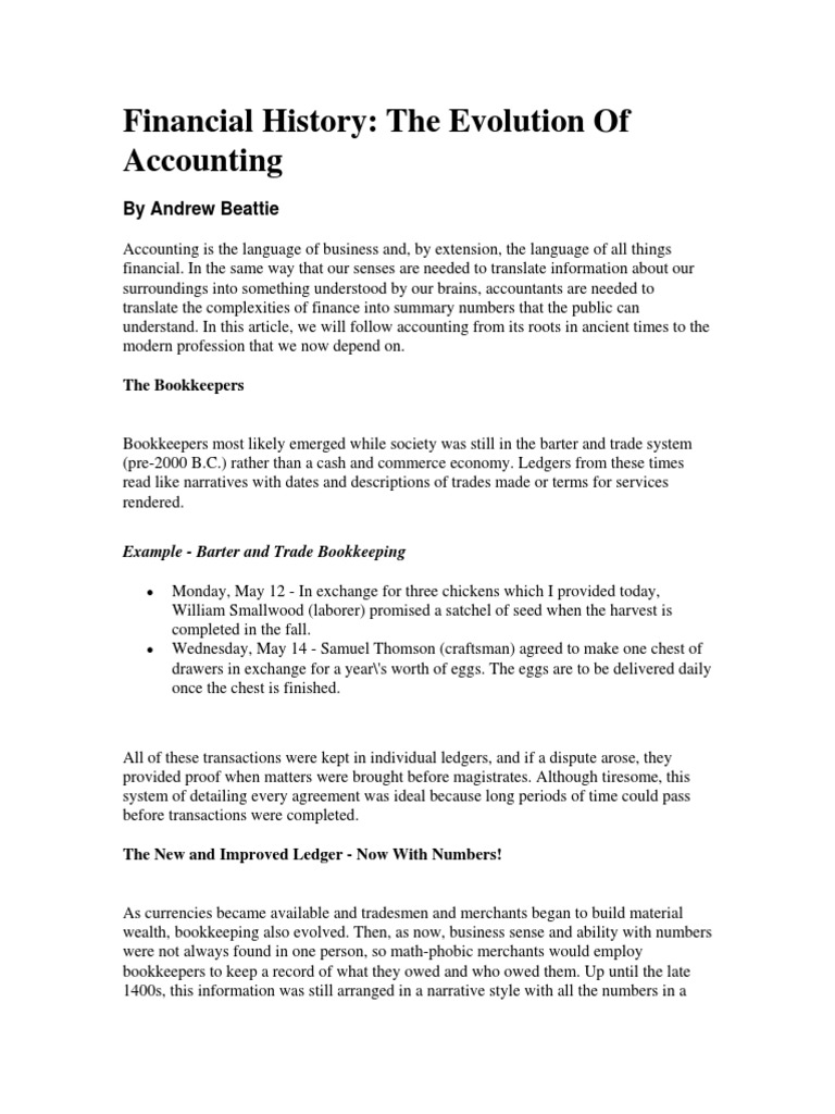 Evolution of Accounting Practices | PDF | Bookkeeping | Debits And Credits