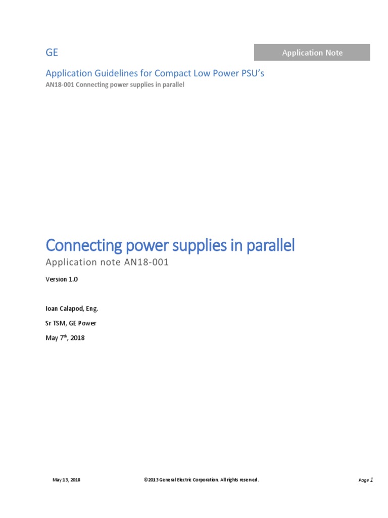 AN18 001 Connecting Power Supplies in Parallel PDF Power Supply