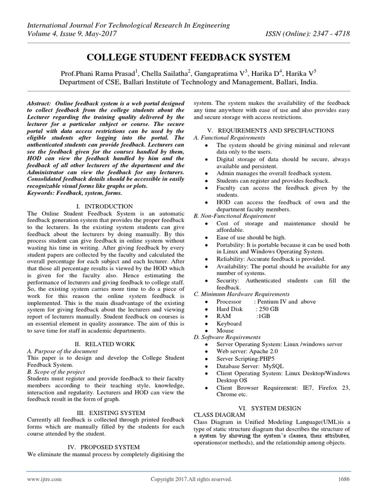 College Student Feedback System | PDF | Use Case | Operating System