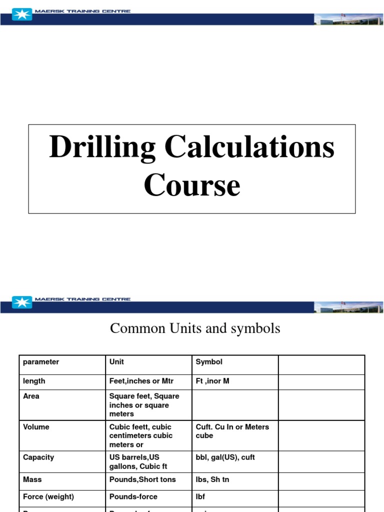 Drilling Calculations and Units Guide | PDF | Pressure | Volume