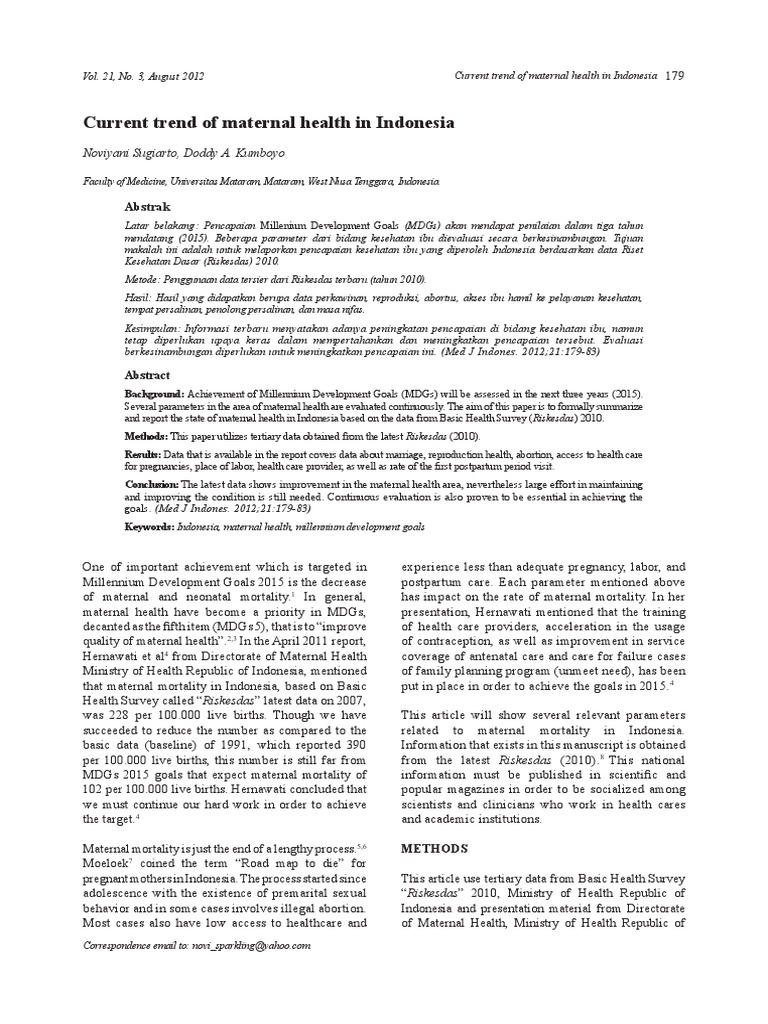 Current Trend of Maternal Health in Indonesia | PDF | Maternal Death ...