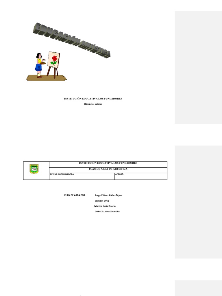 Plan de Area Artistica 20193 | PDF | Educación en artes visuales ...