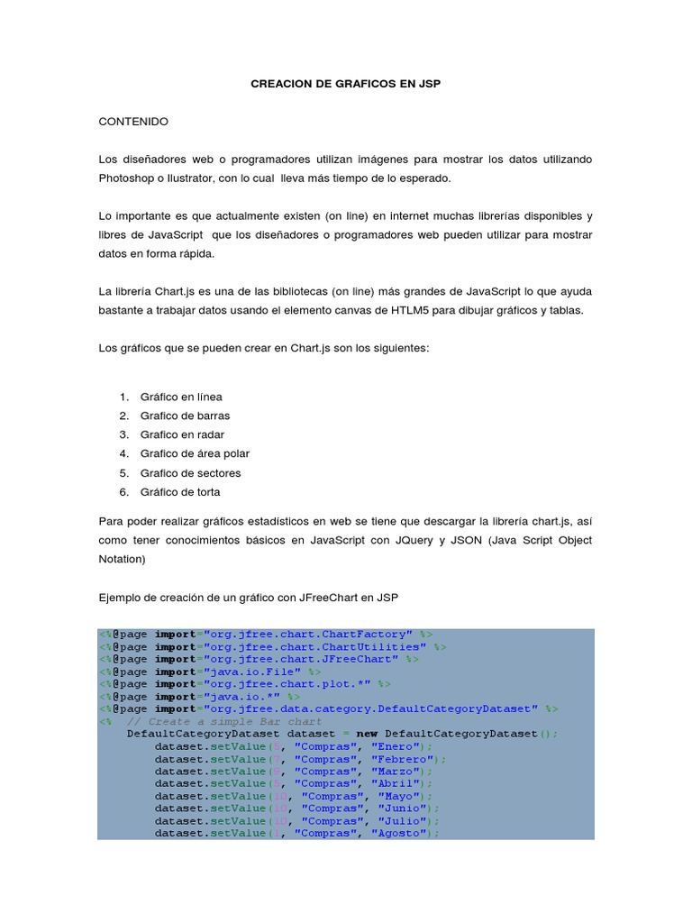 Creación de Gráficos en JSP con Chart.js | PDF | Script Java | Red mundial