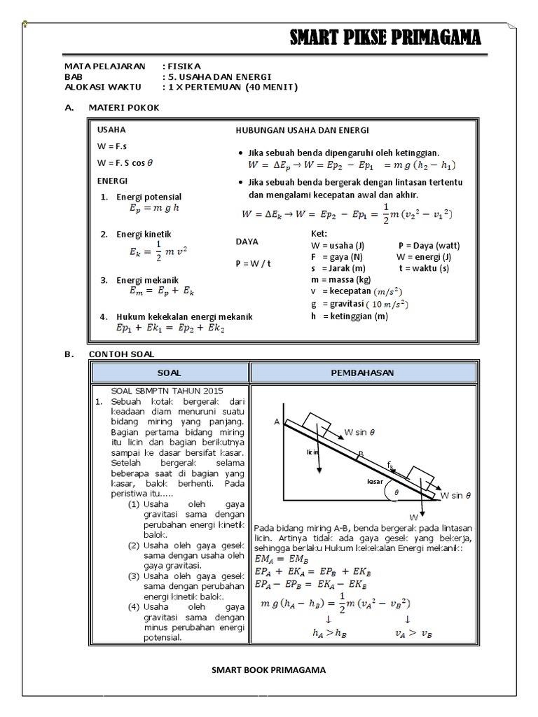 Contoh Soal Energi Mekanik Pada Bidang Miring Berbagi