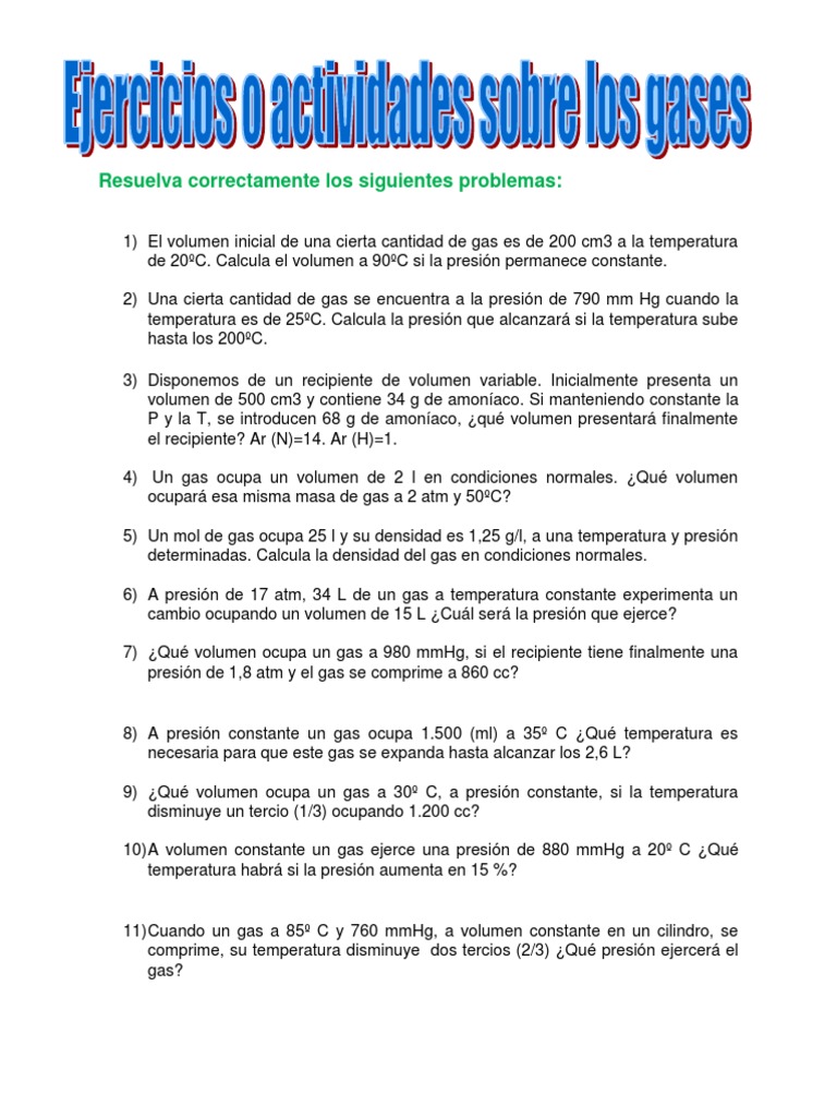 Problemas de Gases y Sus Propiedades | PDF | Gases | Naturaleza