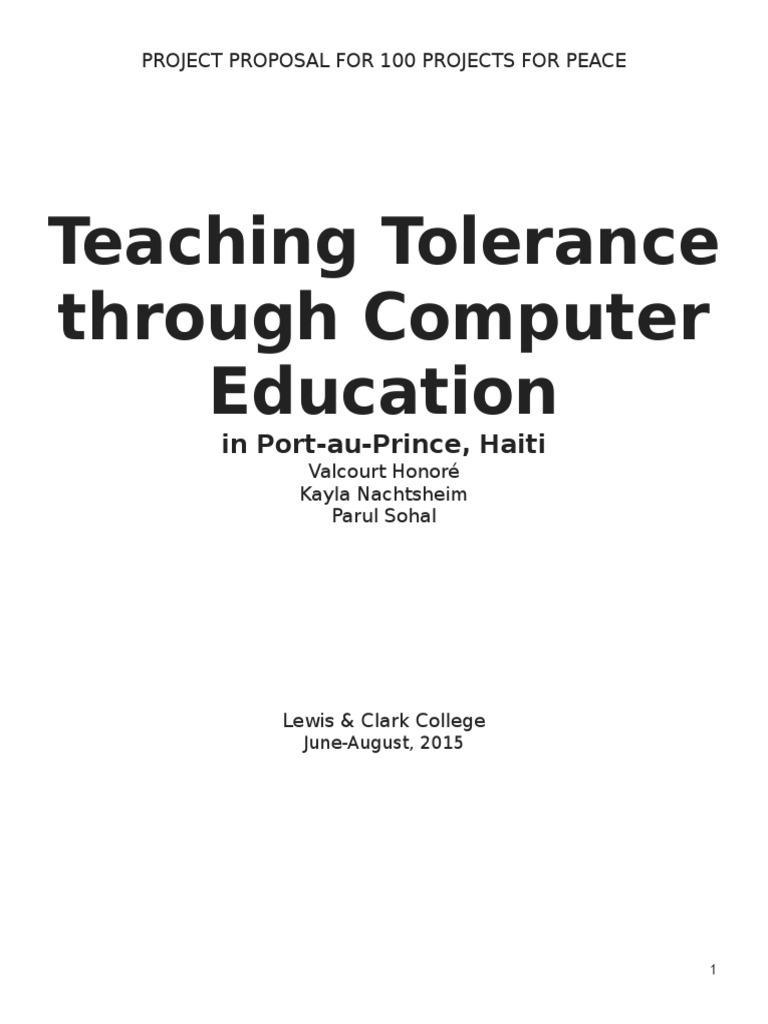 Projects For Peace 2015 Proposal | PDF | Haiti | Teachers