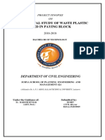 Experimental Study of Waste Plastic Used in Paying Block: Project Synopsis ON