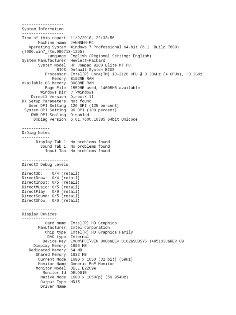 Windows 7 System Info Report | PDF | Device Driver | Codec