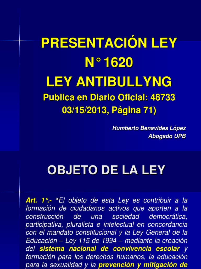 Ley 1620 de 2013: Convivencia Escolar en Colombia | PDF | Familia ...
