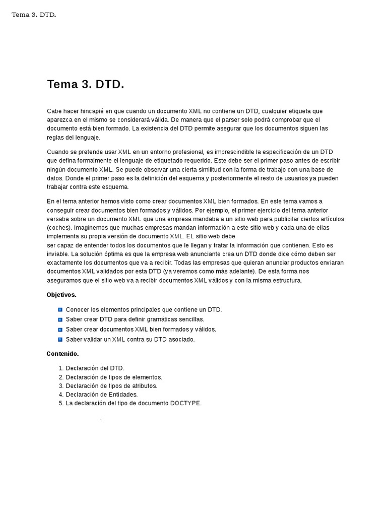 Introducción a DTD en XML | PDF | Xml | Estándares del consorcio World ...