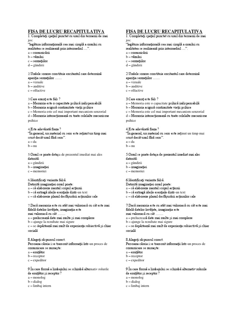 Fisa Recapitulativa | PDF