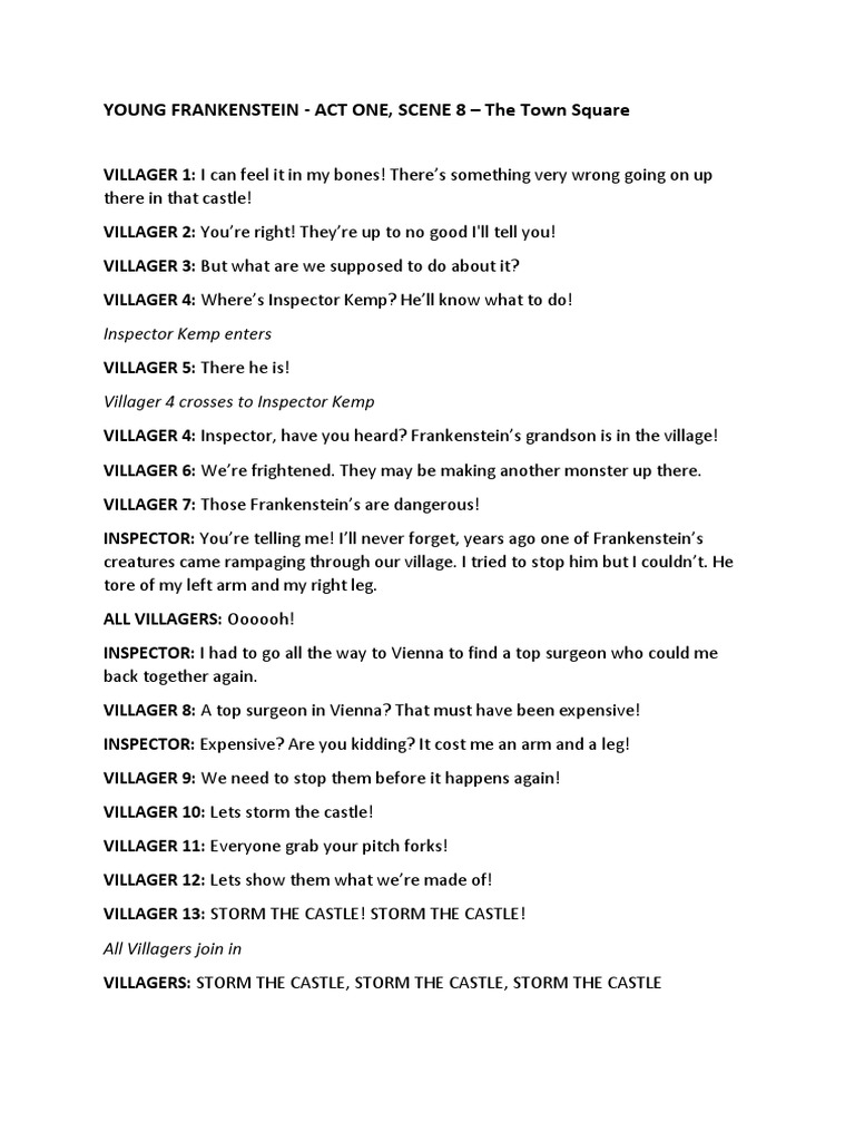 Young Frankenstein Scene Script | PDF | Young Adult